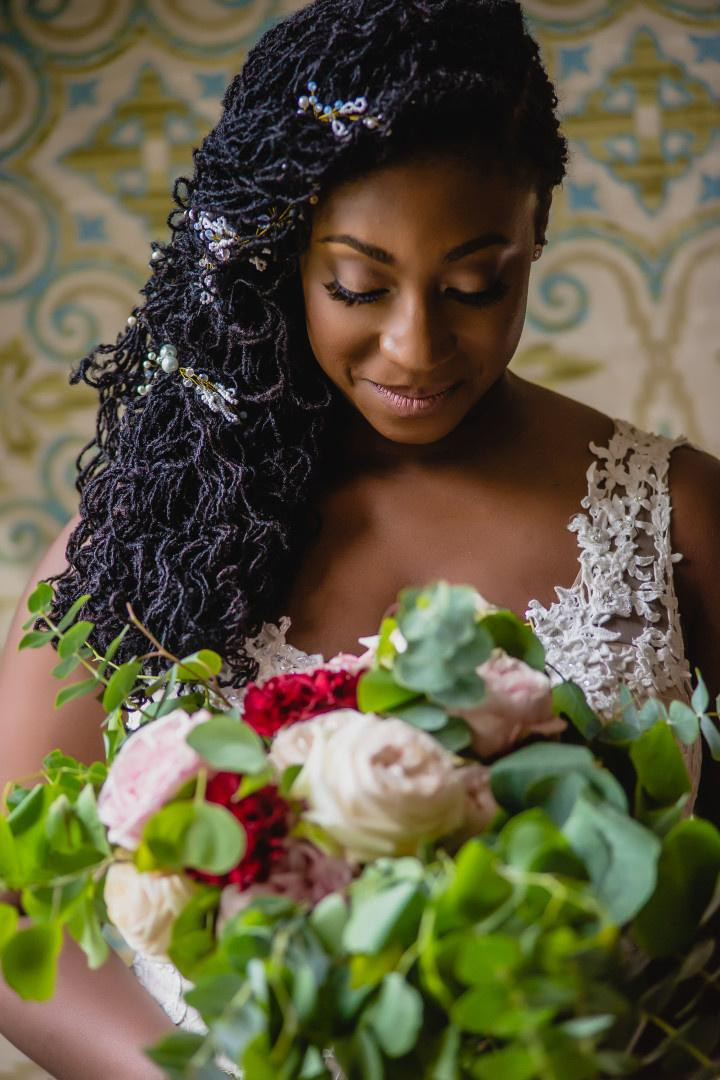 Elegant Loc Updo With Decorative Pins Elegant Loc Updo With Decorative Pins — Loc Styles for Wedding