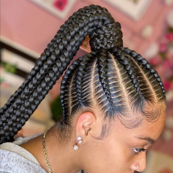 No Bangs Visual Idea No Bangs Visual Idea — Cornrow Ponytail