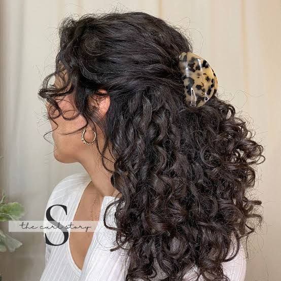 Dark Brown Curly Claw Clip — Half Up Half Down Wavy Hair
