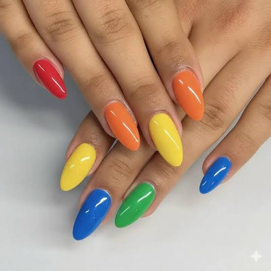 Solid Color On Each Nail Visual Idea Solid Color On Each Nail Visual Idea — Skittle Nails