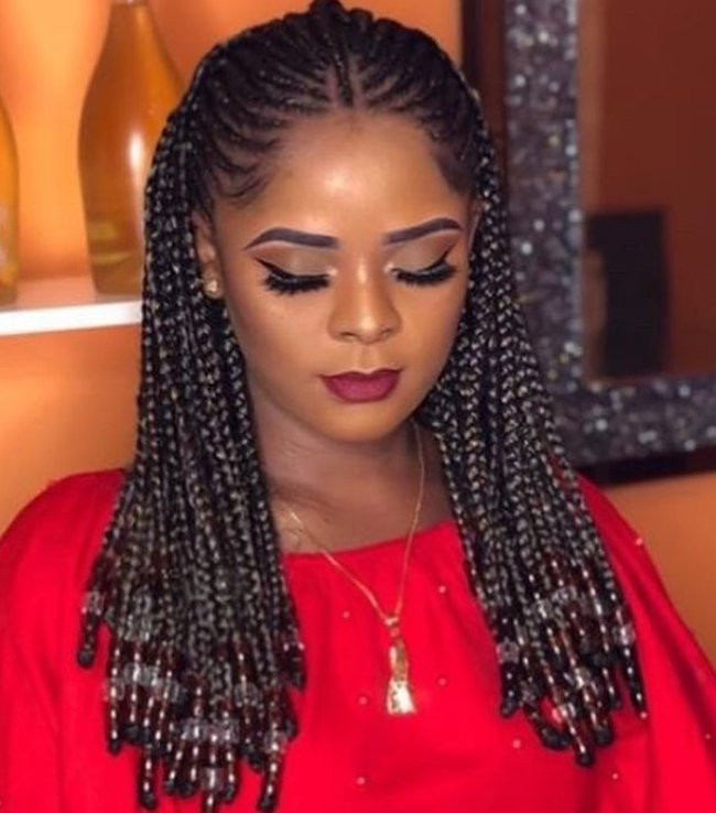 Shoulder-Length Fulani Braids with Small Beads — Fulani Braids with Beads