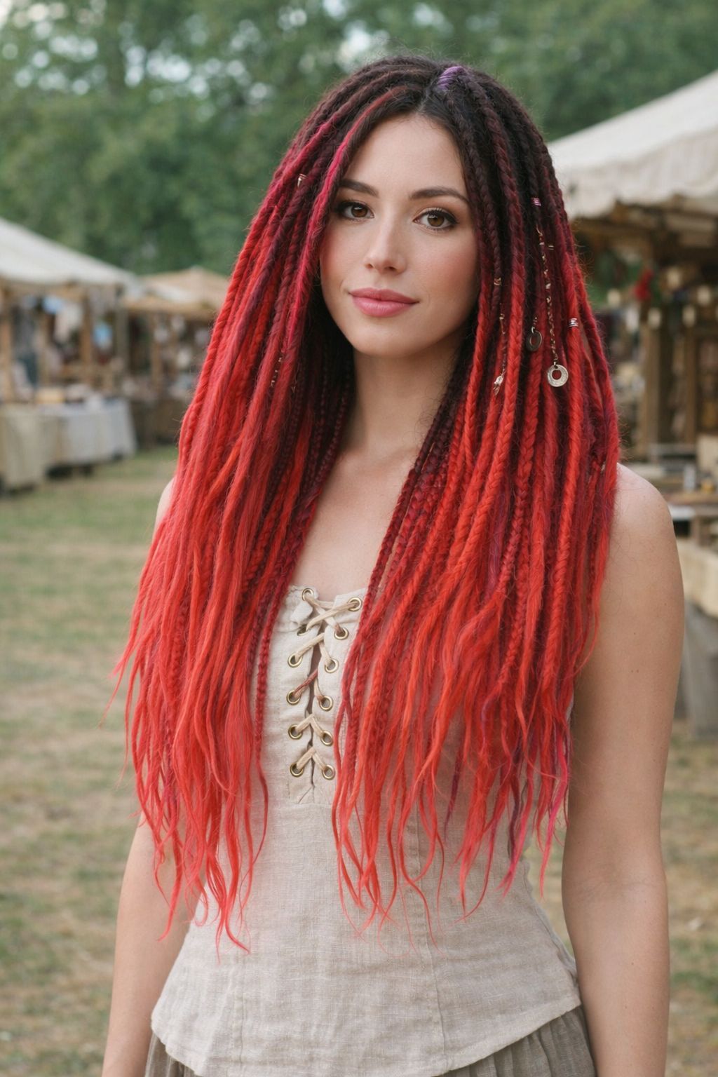 Loose Mid-Back Ombre Locs Loose Mid-Back Ombre Locs — Red Locs