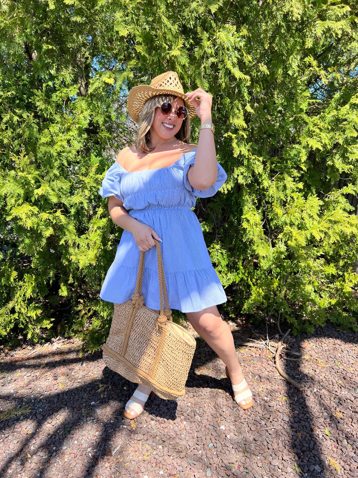 Smocked Off-the-Shoulder Dress for Summer Fun — Outfits for Mom Bod