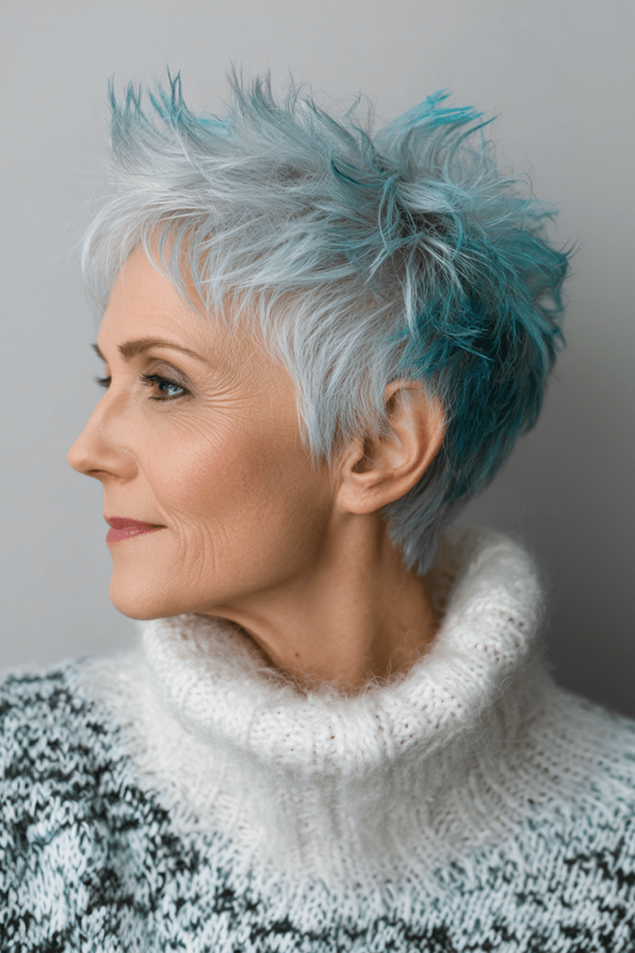 седой с бирюзовыми акцентами Visual Idea седой с бирюзовыми акцентами Visual Idea — Haircuts for Older Women
