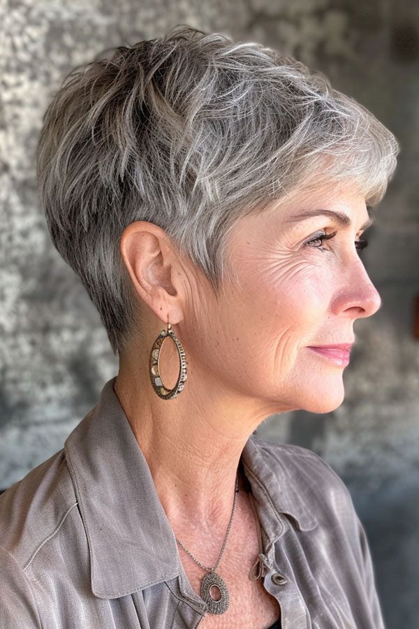Layered Silver Pixie Layered Silver Pixie — Pixie Cut for Women Over 60