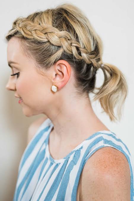 Shoulder-Length Bob Dutch Braid Ponytail Shoulder-Length Bob Dutch Braid Ponytail — Braids for Short Hair