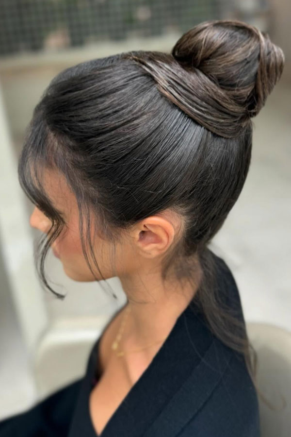 Dark Brown With Subtle Red Undertones Visual Idea — High Bun