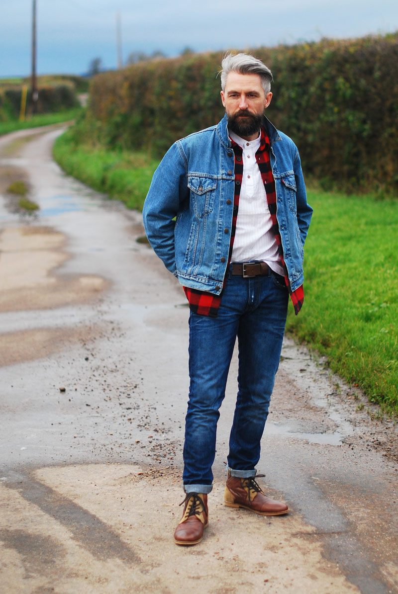 Rugged Everyday: Denim Jacket, Plaid Shirt, and Jeans Rugged Everyday: Denim Jacket, Plaid Shirt, and Jeans — Outfits for Men Over 40