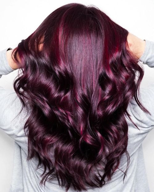 Dark Maroon with Red Streaks Dark Maroon with Red Streaks — Maroon Hair