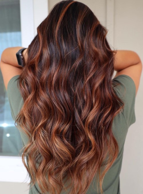Dark Brown With Copper Caramel Lowlights Dark Brown With Copper Caramel Lowlights