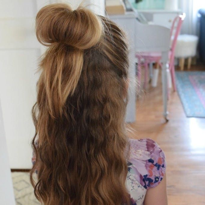 Blonde Half-Up With Bow Bun — Family Photo Hairstyles