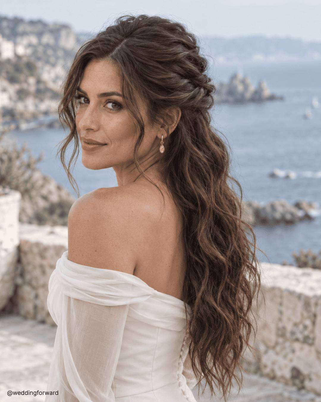 Soft Waves With Lighter Brown Highlights Soft Waves With Lighter Brown Highlights — Half Up Half Down Curly Hair