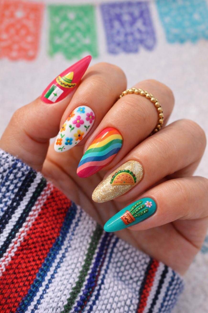 Sombrero Flowers Rainbow Taco Cactus Visual Idea Sombrero Flowers Rainbow Taco Cactus Visual Idea — Colorful Nails