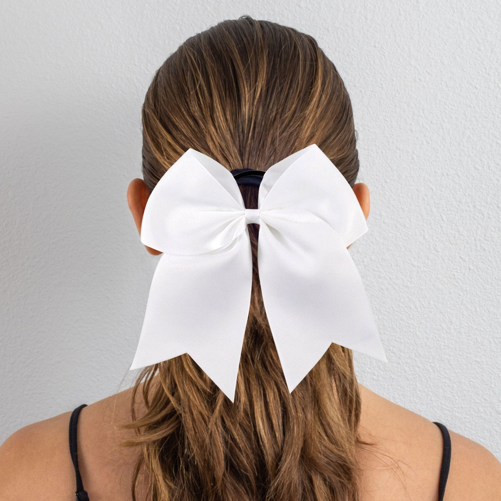 High Dark Brown Ponytail With Cheer Bow High Dark Brown Ponytail With Cheer Bow — Hair Bow Ponytail