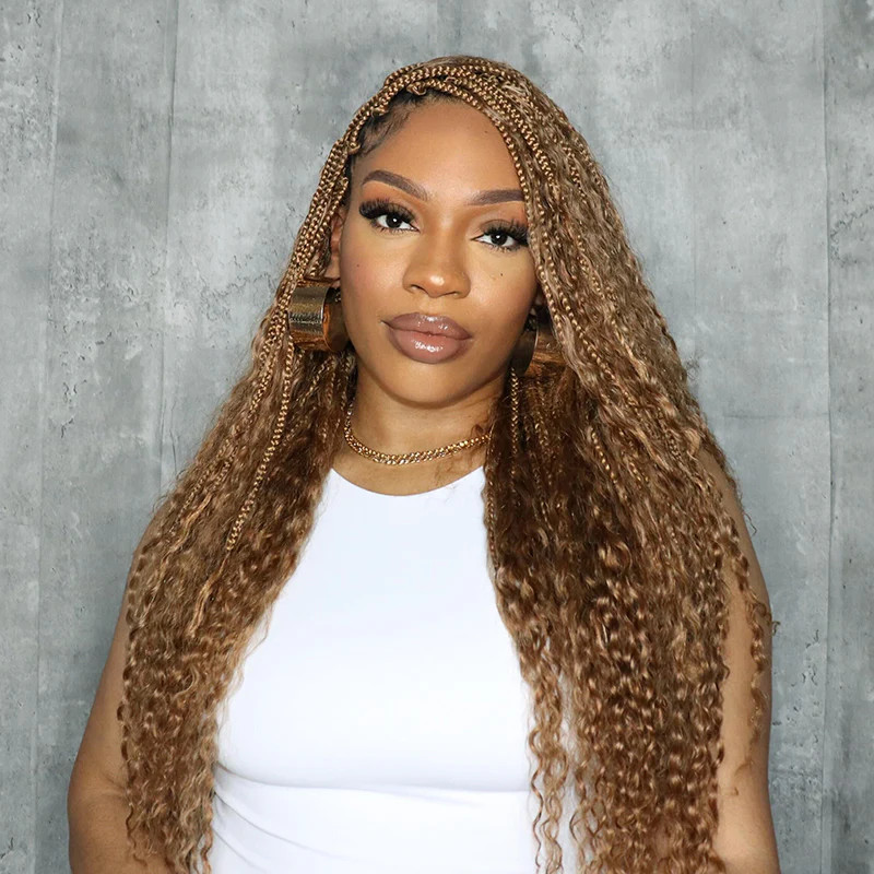 Micro Braids with Curls and Honey Blonde — Braid Colors