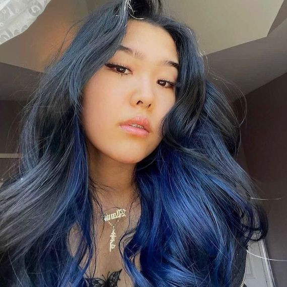 Striking Navy Blue Balayage Striking Navy Blue Balayage — Navy Blue Hair