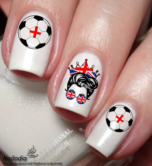 White Soccer Balls & Crown Decals White Soccer Balls & Crown Decals — Soccer Mom Nails
