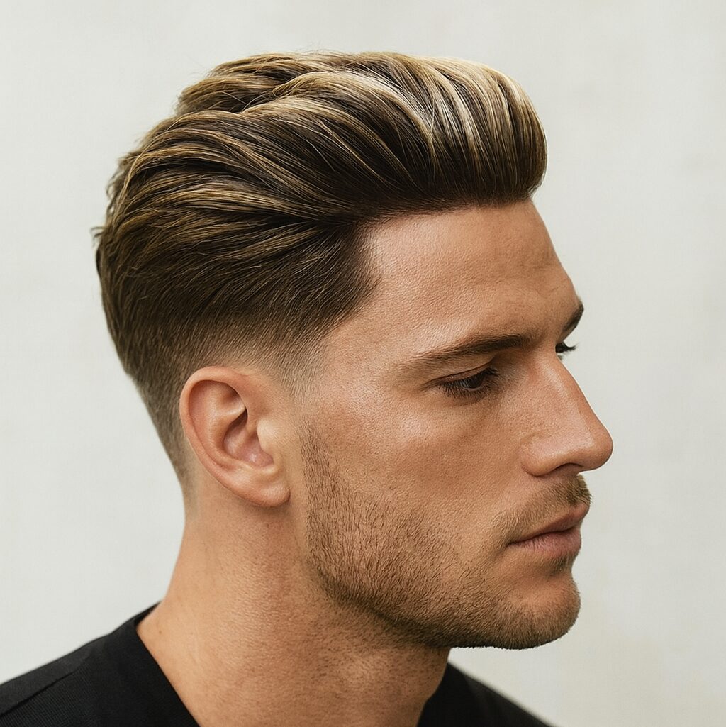 Dramatic Pompadour With Blonde Highlights — Mens Haircuts