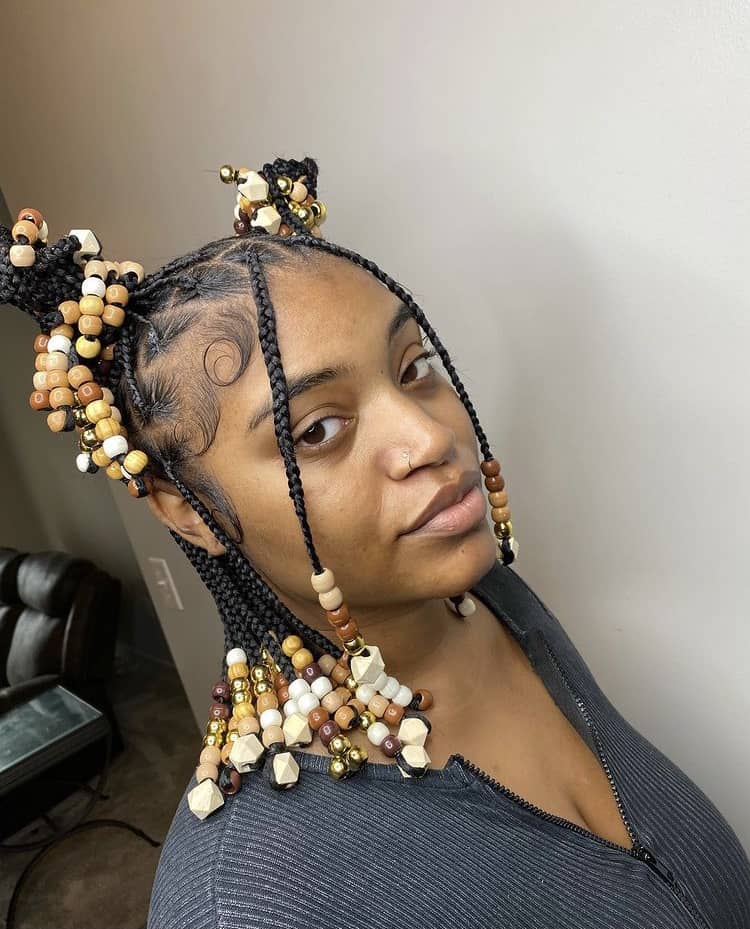 Box Braids with Densely Packed Beaded Ends Box Braids with Densely Packed Beaded Ends — Braids with Beads