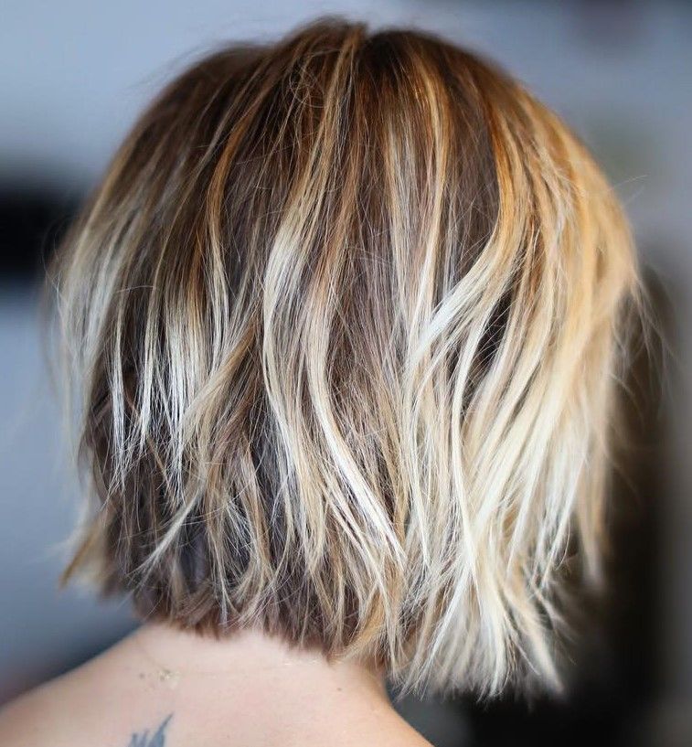 Choppy Layered Bob With Highlights