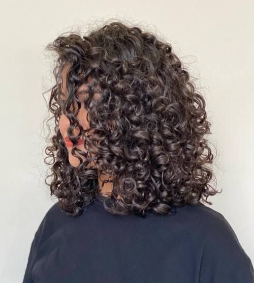 Shoulder Length Dark Brown Curls — Perm Hairstyles