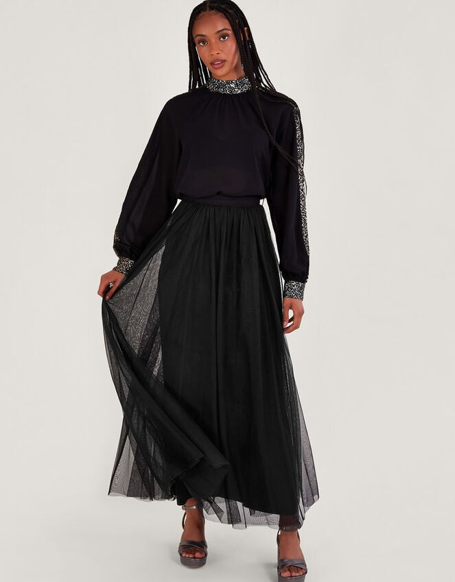 Black Tulle Maxi Skirt with Embellished Top Black Tulle Maxi Skirt with Embellished Top — Tulle Skirts