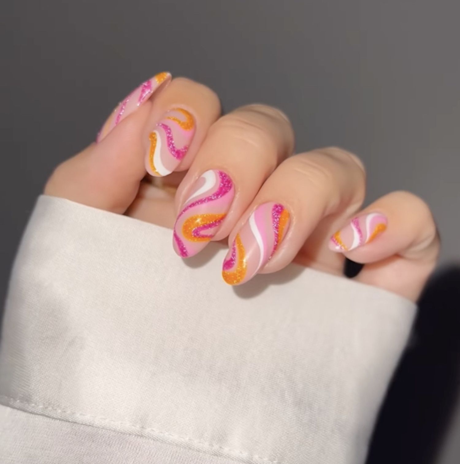 Glossy With Glitter Visual Idea — Girls Trip Nails