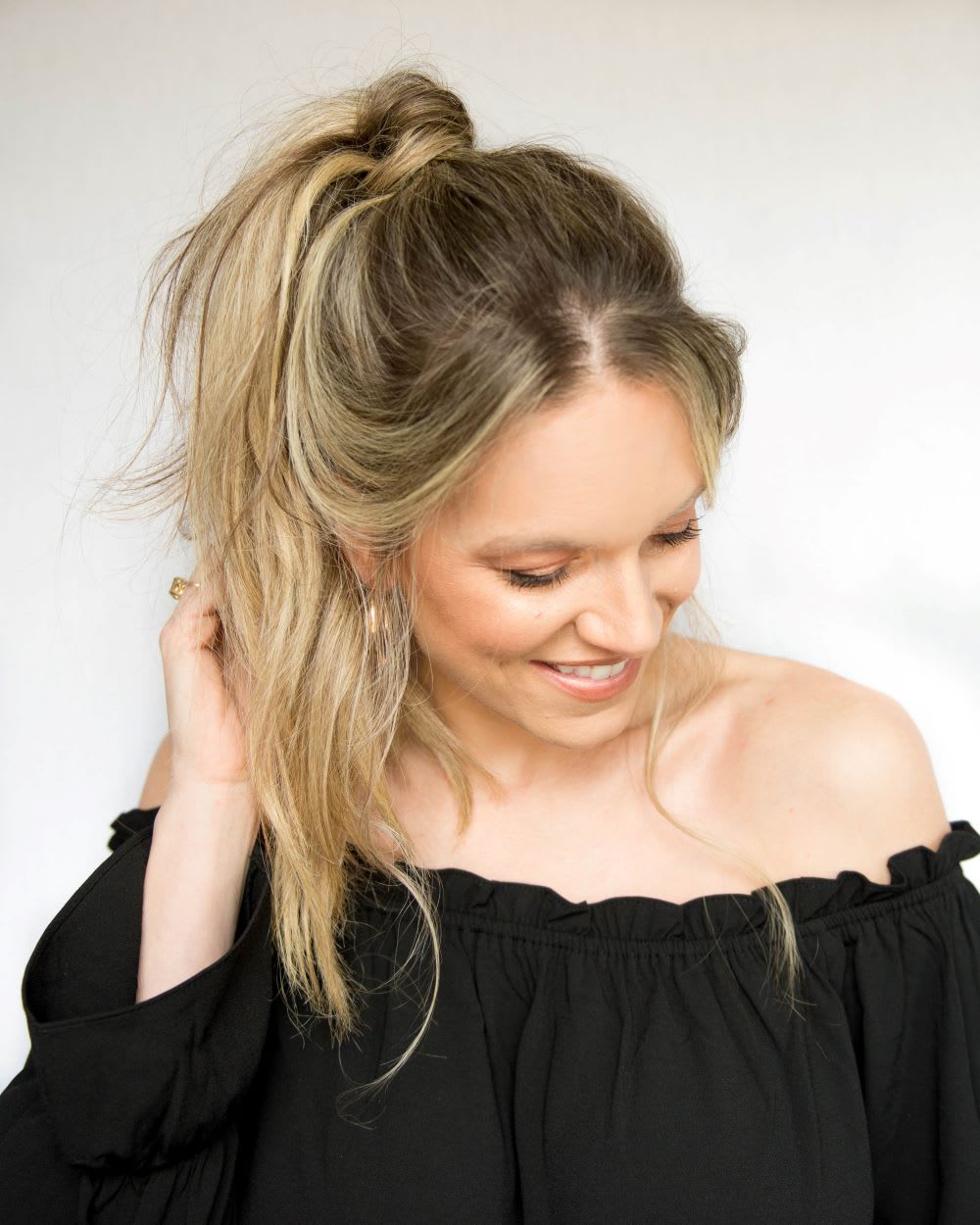 Messy Ash Blonde Ponytail with Full Bangs — Ponytail with Bangs
