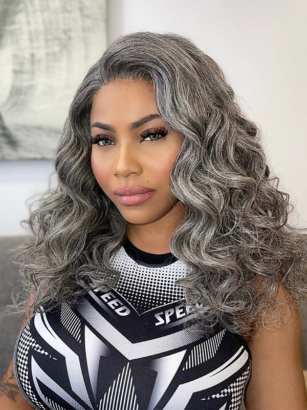 Salt and Pepper Collarbone Layers — Colored Wig Styles