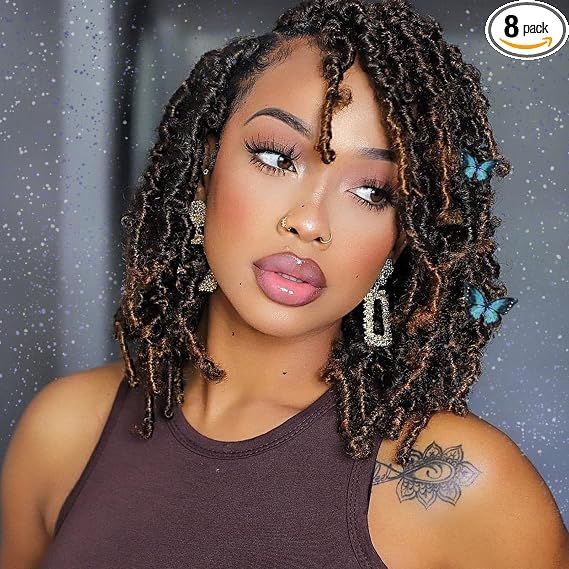 Dark Brown Bob With Blonde Highlights — The Parting Is On The Side Dark Brown Bob With Blonde Highlights — The Parting Is On The Side — Butterfly Locs Bob