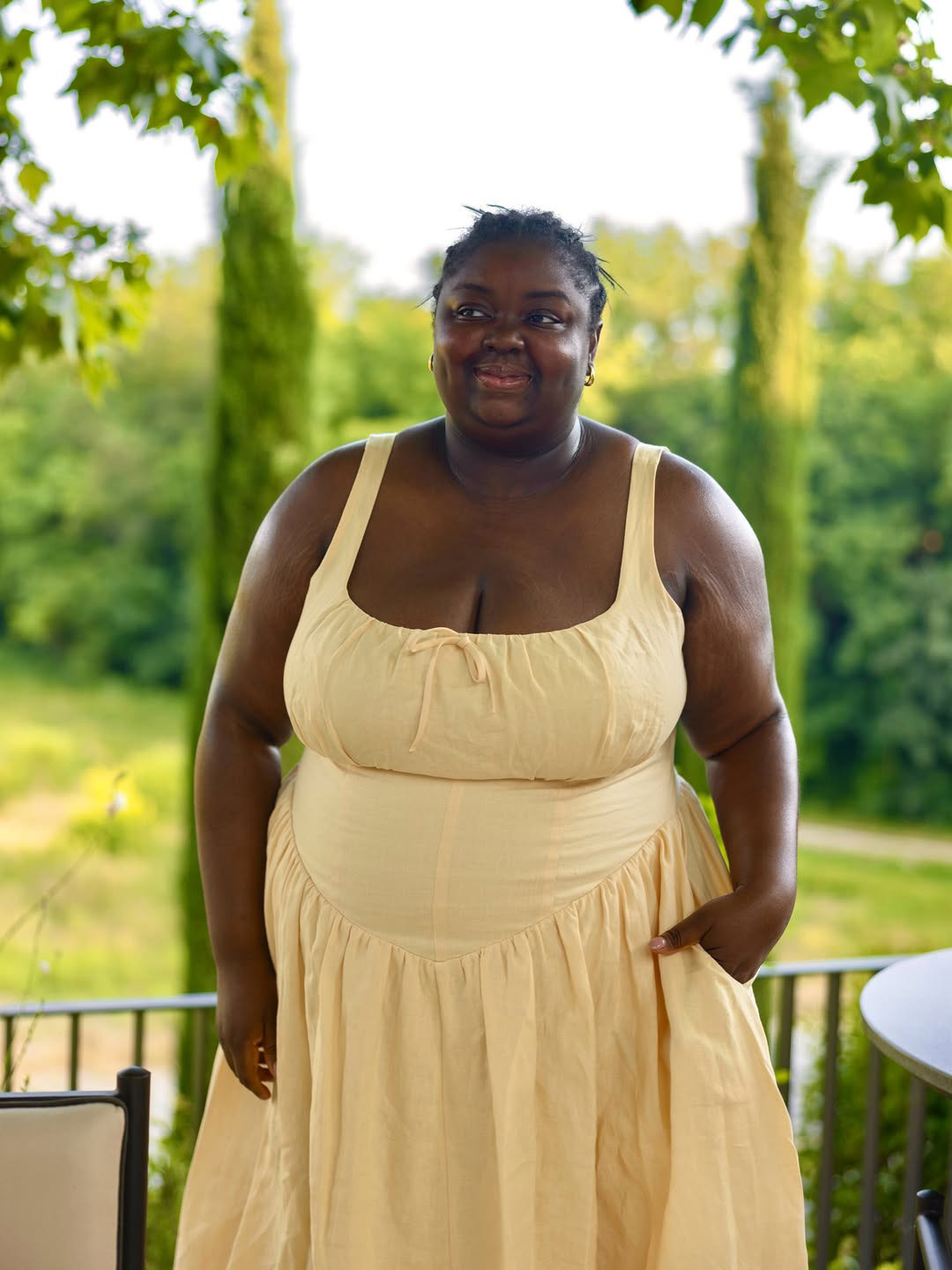 Square Neckline Dress with a Full Skirt — Outfits for Broad Shoulders