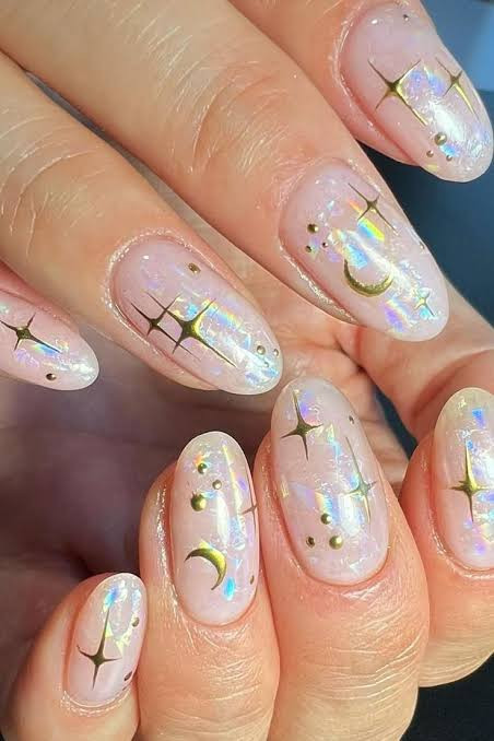 Both Hands Close-Up Visual Idea Both Hands Close-Up Visual Idea — Moon and Stars Nails