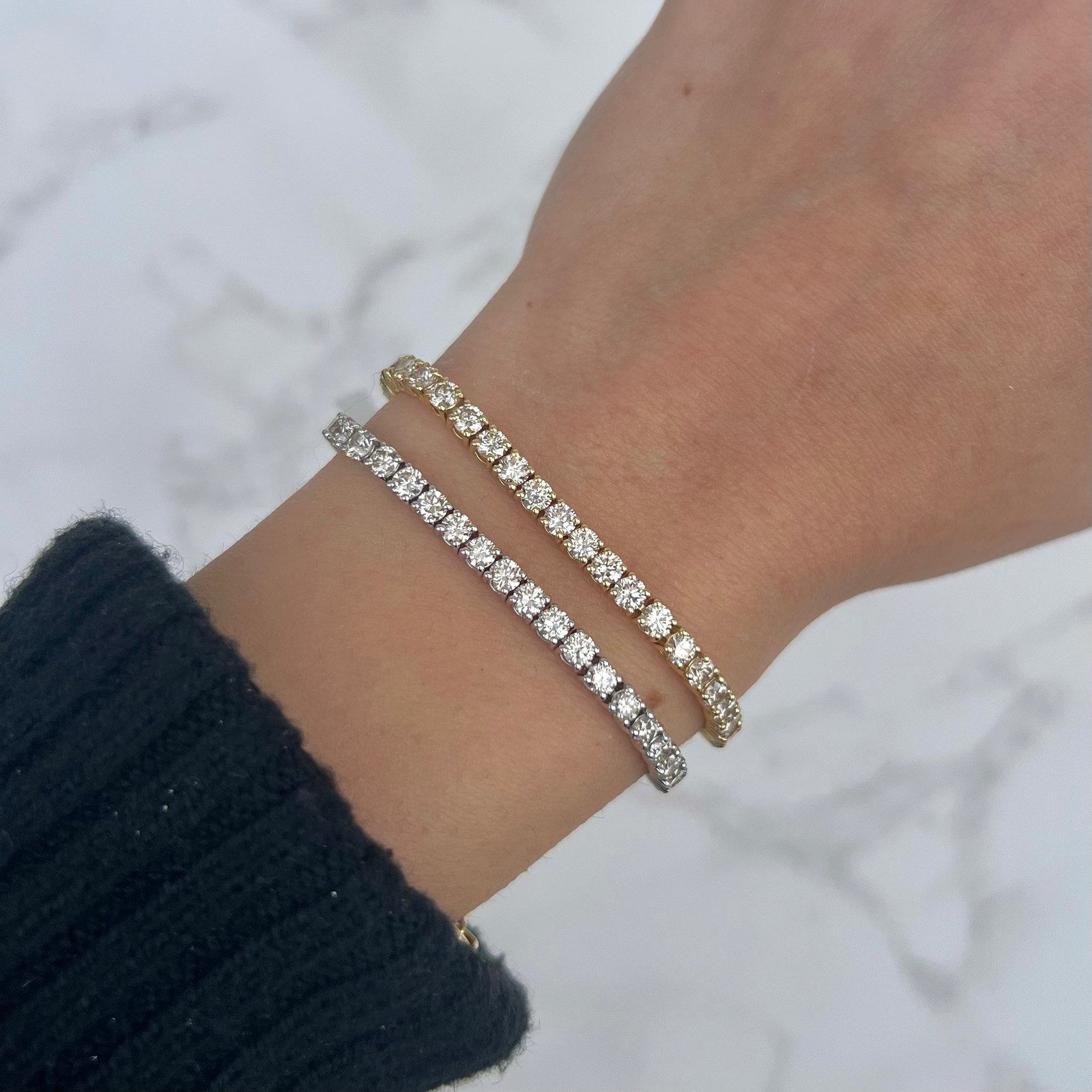 Contrasting Metals: Gold and White Gold Tennis Bracelets Contrasting Metals: Gold and White Gold Tennis Bracelets
