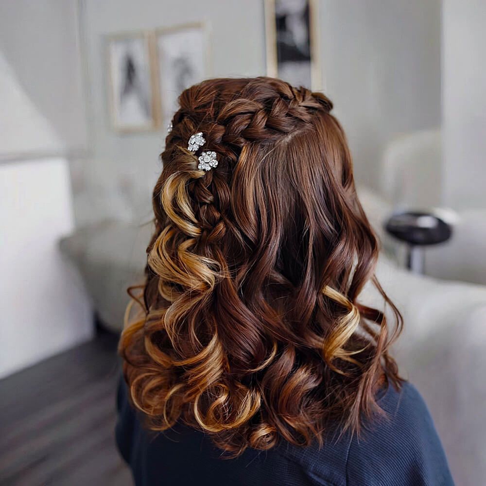 Shoulder Length Balayage Braided Half Up Shoulder Length Balayage Braided Half Up — Homecoming Hairstyles