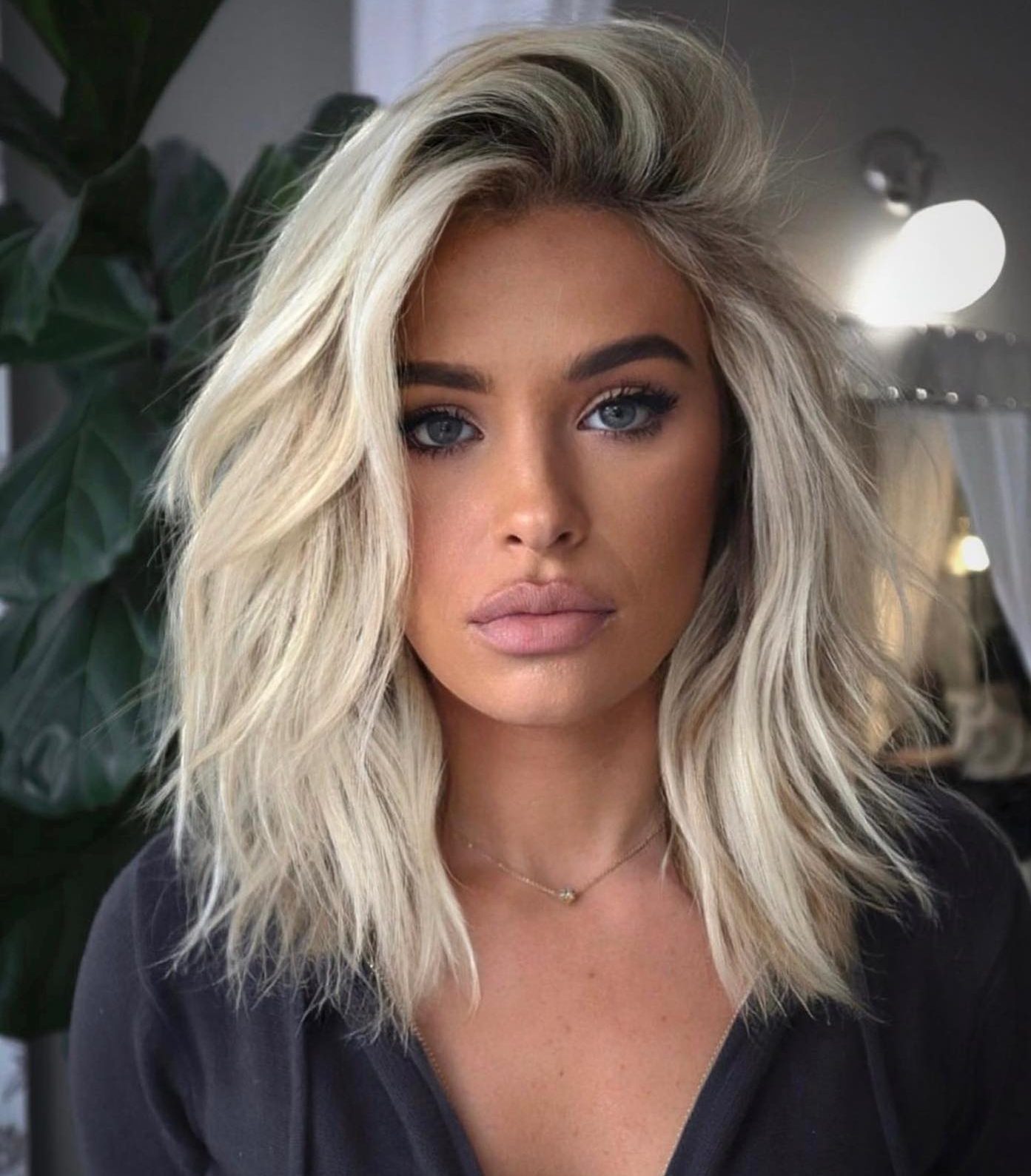 Platinum Blonde Lob With Texture — Volumizing Haircuts for Thin Hair