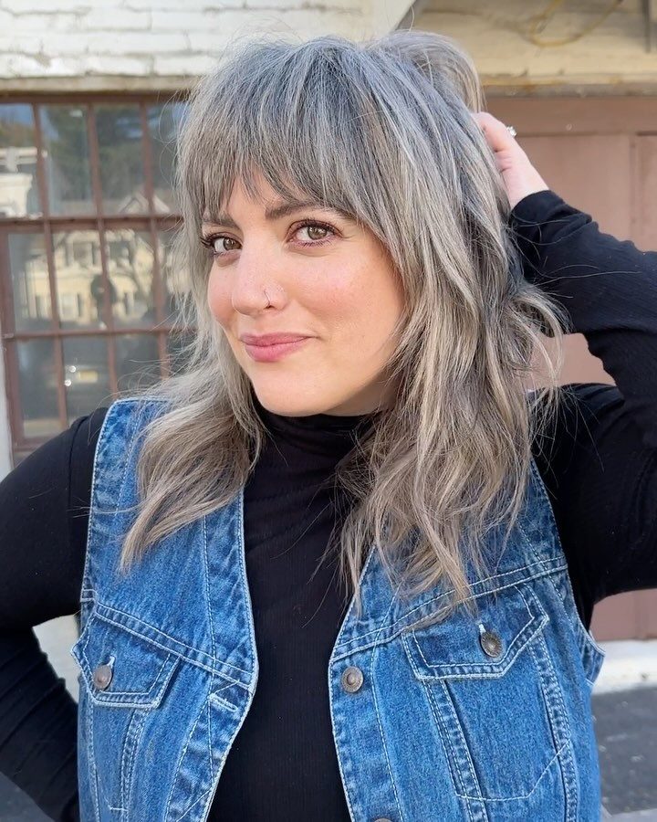 Gray Shag With Wispy Bangs — Gray Hair with Bangs