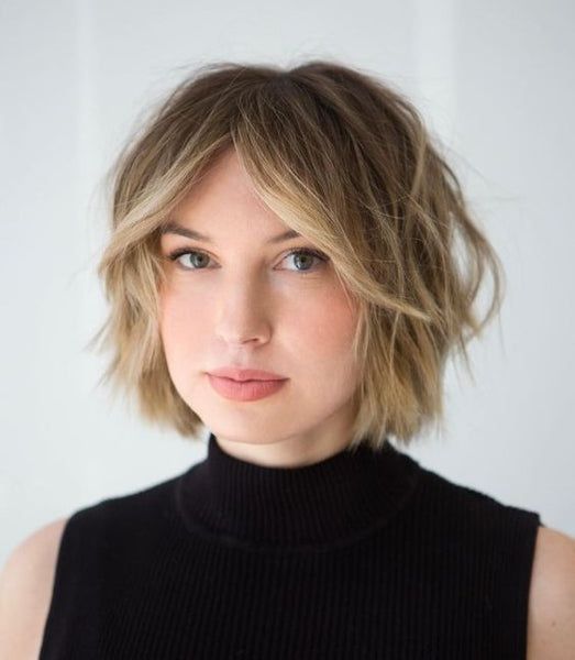 Dark Blonde Shaggy Bob Side-Swept Bangs Dark Blonde Shaggy Bob Side-Swept Bangs
