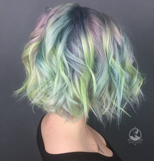 Multi-Tonal Pastel Green Bob — Pastel Green Hair