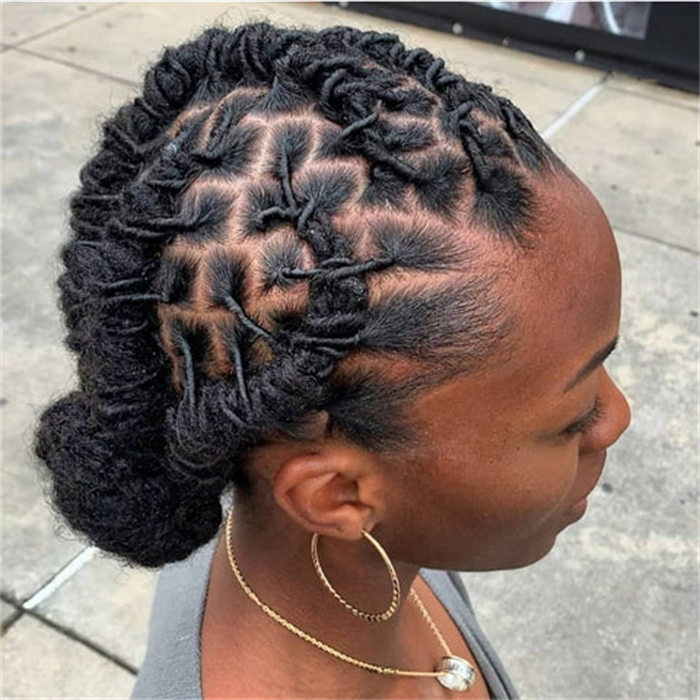 Two Low Buns With Geometric Braids — Loc Updos