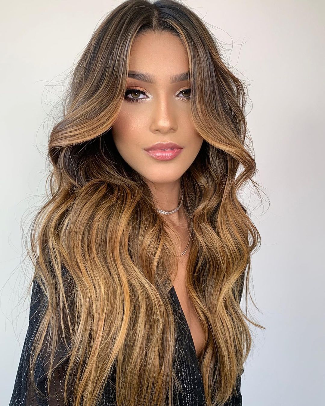Medium Brown With Golden and Caramel Highlights Medium Brown With Golden and Caramel Highlights — Hair Color for Olive Skin