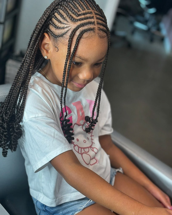 Long Braids With Intricate Cornrow Pattern — Kids Cornrows