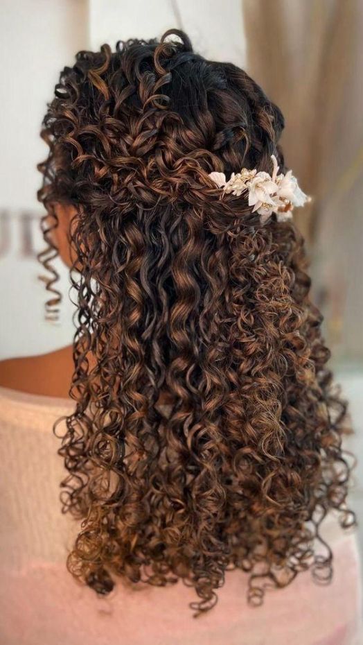 Dark Brown With Subtle Auburn Tones Visual Idea Dark Brown With Subtle Auburn Tones Visual Idea — Wedding Hairstyles for Curly Hair