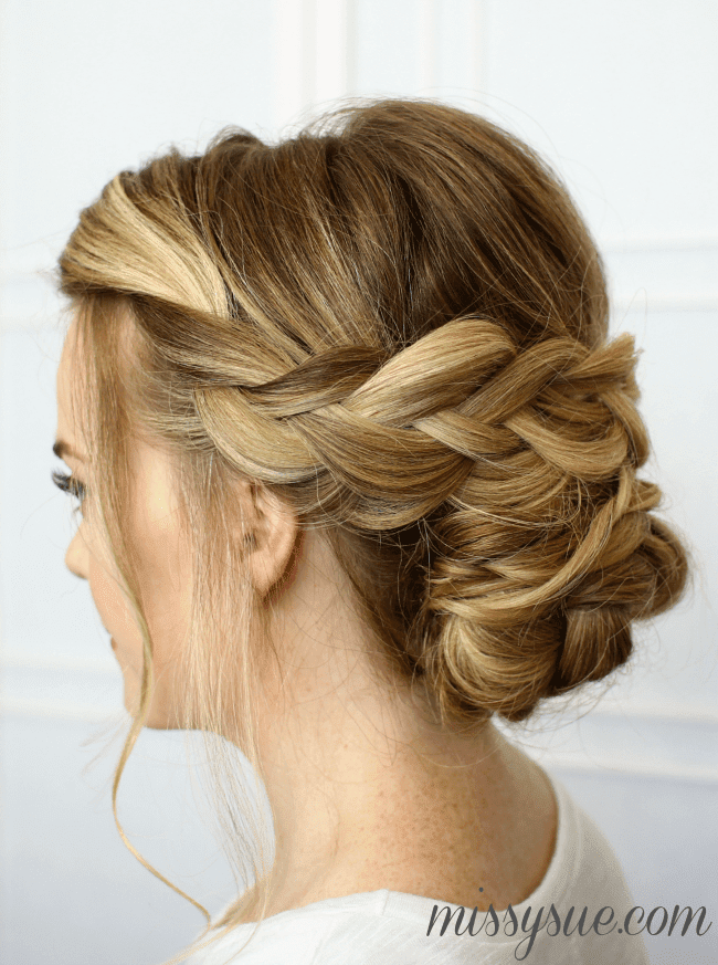 Honey Blonde Face-Framing Pieces — Braided Updo