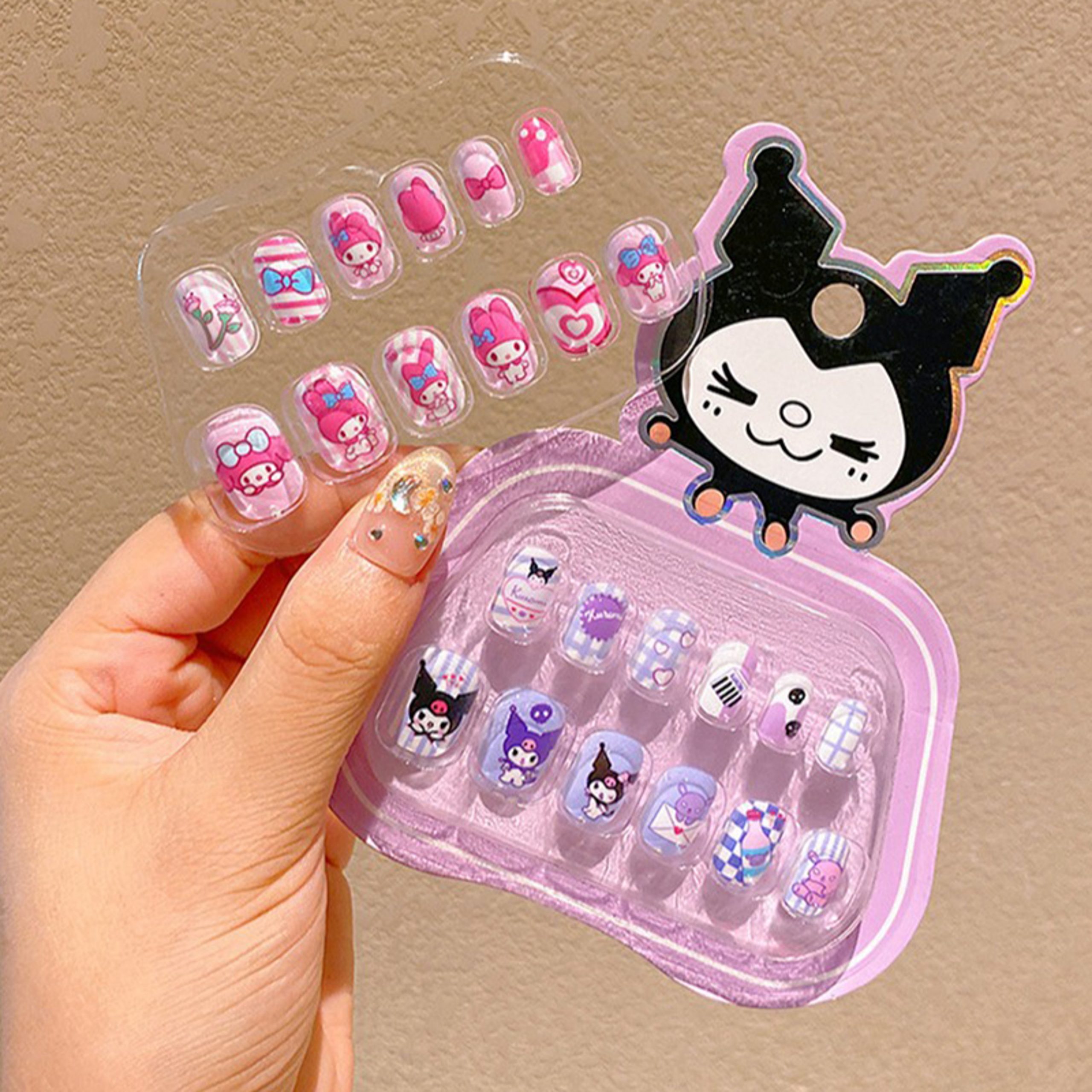 Playful Multi-Character Pink & Purple Nails — Sanrio Nails