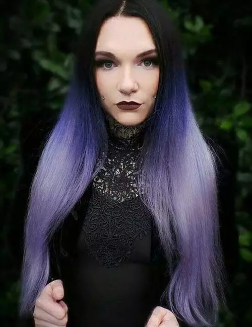 Black Base With Purple Ombre Black Base With Purple Ombre — Goth Hairstyles