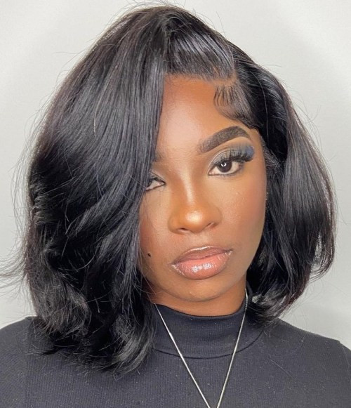 Black Chin Length Bob With Volume Waves Black Chin Length Bob With Volume Waves — 27 Piece Hairstyles