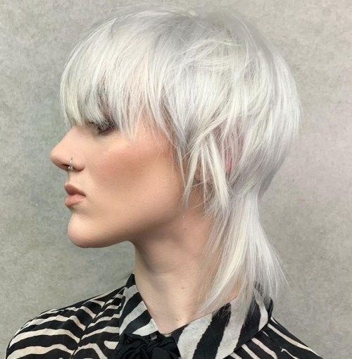 Short Choppy Platinum Blonde Mullet — Mullet Haircuts for Women