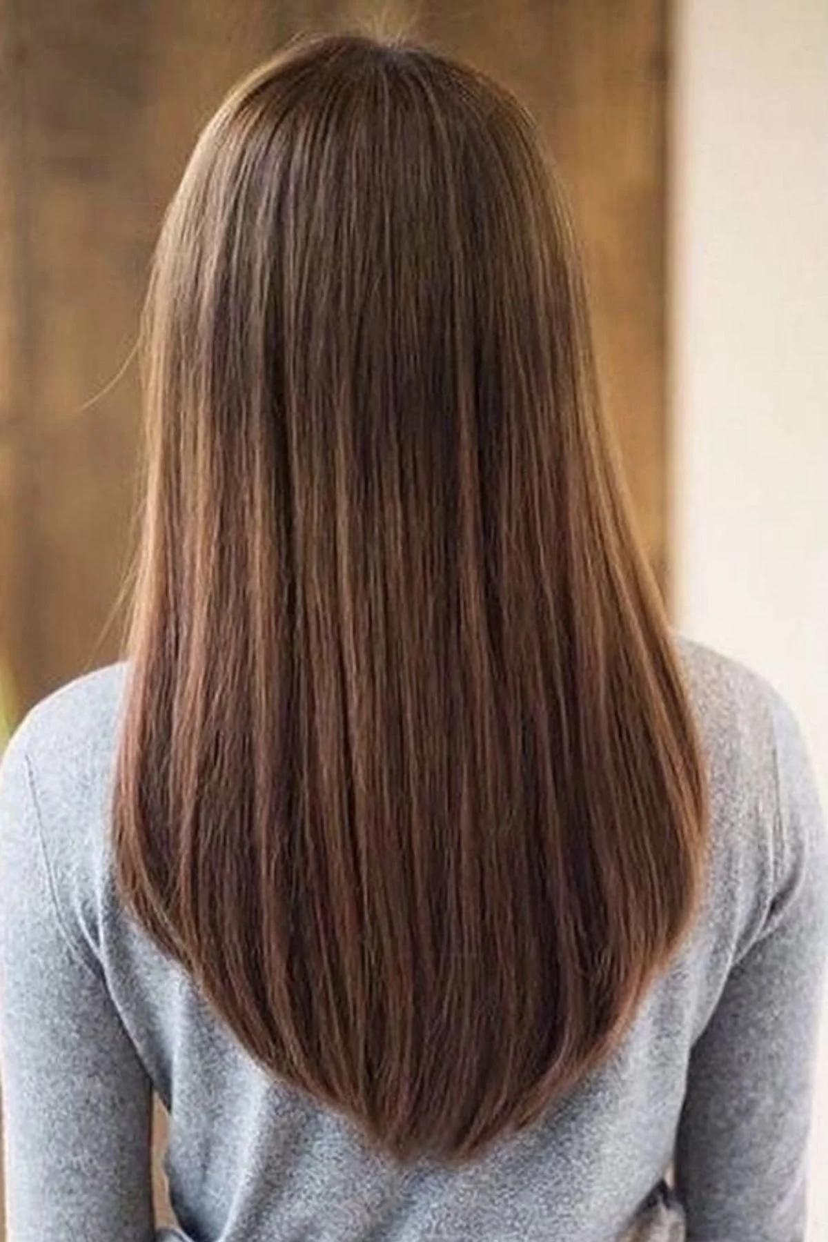 Thick Straight Dark Brown Sharp V-Shape — V Cut Hair