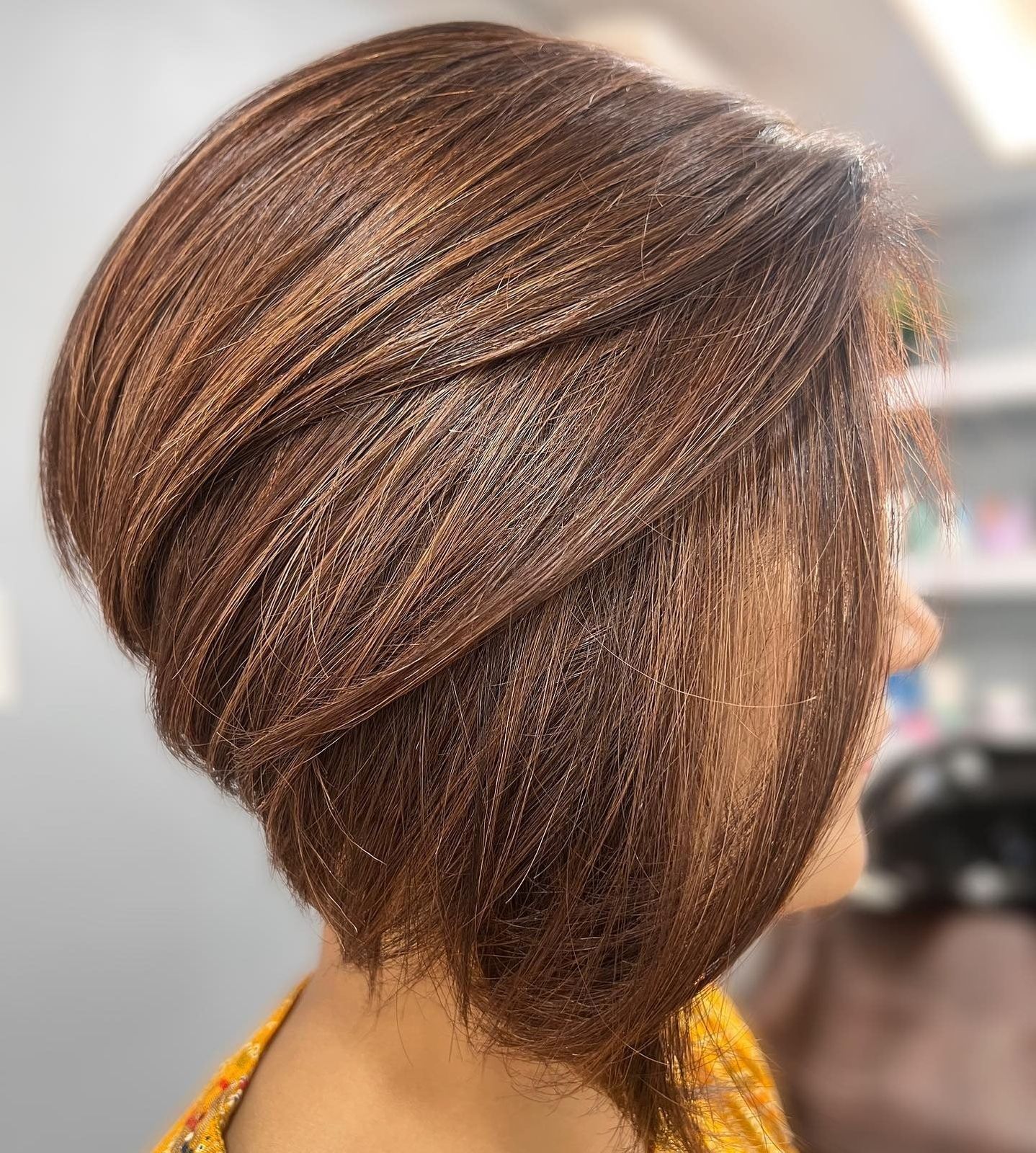 Graduated Stacked Bob in Dark Brown