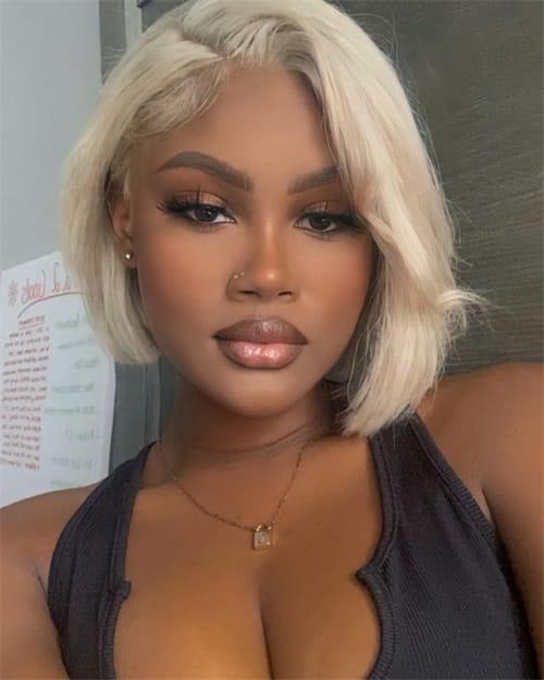 Sharp Platinum Blonde Chin Bob Sharp Platinum Blonde Chin Bob — Wig Hairstyles